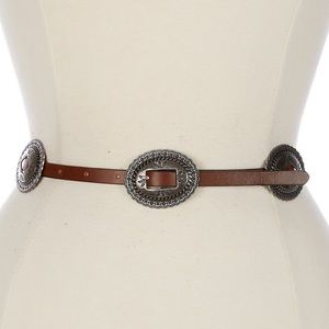 Ralph Lauren Leather Concho Skinny Belt